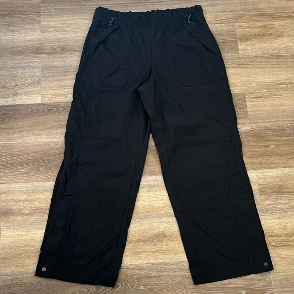 Athleta Black Nylon Warm Up Pants Sz 12 - Picture 1 of 11